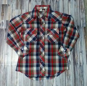Plaid Western Style Snap Button-up Shirt